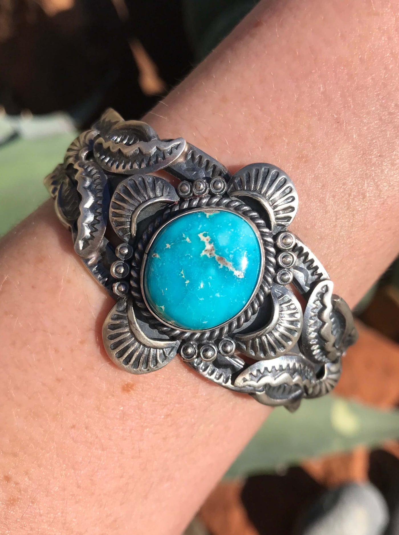 The Roseglen Turquoise Cuff-Bracelets & Cuffs-Calli Co., Turquoise and Silver Jewelry, Native American Handmade, Zuni Tribe, Navajo Tribe, Brock Texas