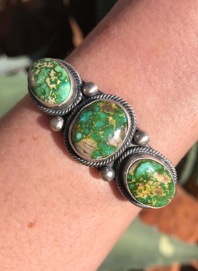 The Maylee Turquoise Cuff-Bracelets & Cuffs-Calli Co., Turquoise and Silver Jewelry, Native American Handmade, Zuni Tribe, Navajo Tribe, Brock Texas