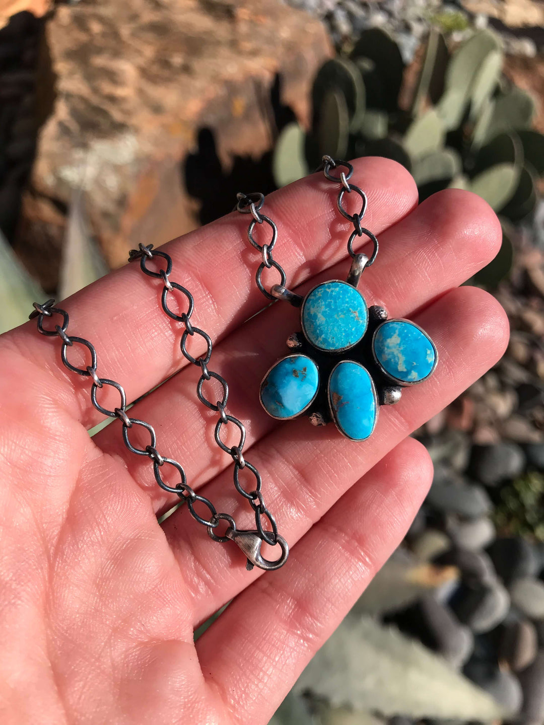 The Remi Turquoise Necklace, 3-Necklaces-Calli Co., Turquoise and Silver Jewelry, Native American Handmade, Zuni Tribe, Navajo Tribe, Brock Texas