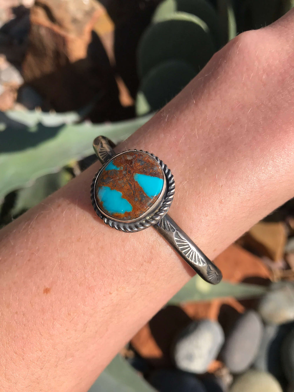 The Fremont Turquoise Cuff, 1-Bracelets & Cuffs-Calli Co., Turquoise and Silver Jewelry, Native American Handmade, Zuni Tribe, Navajo Tribe, Brock Texas