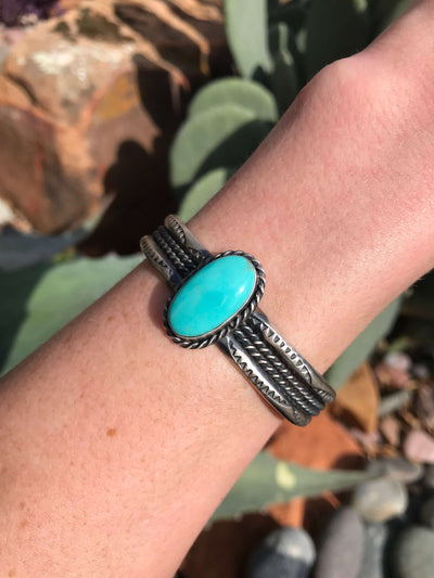 The Renner Cuff-Bracelets & Cuffs-Calli Co., Turquoise and Silver Jewelry, Native American Handmade, Zuni Tribe, Navajo Tribe, Brock Texas