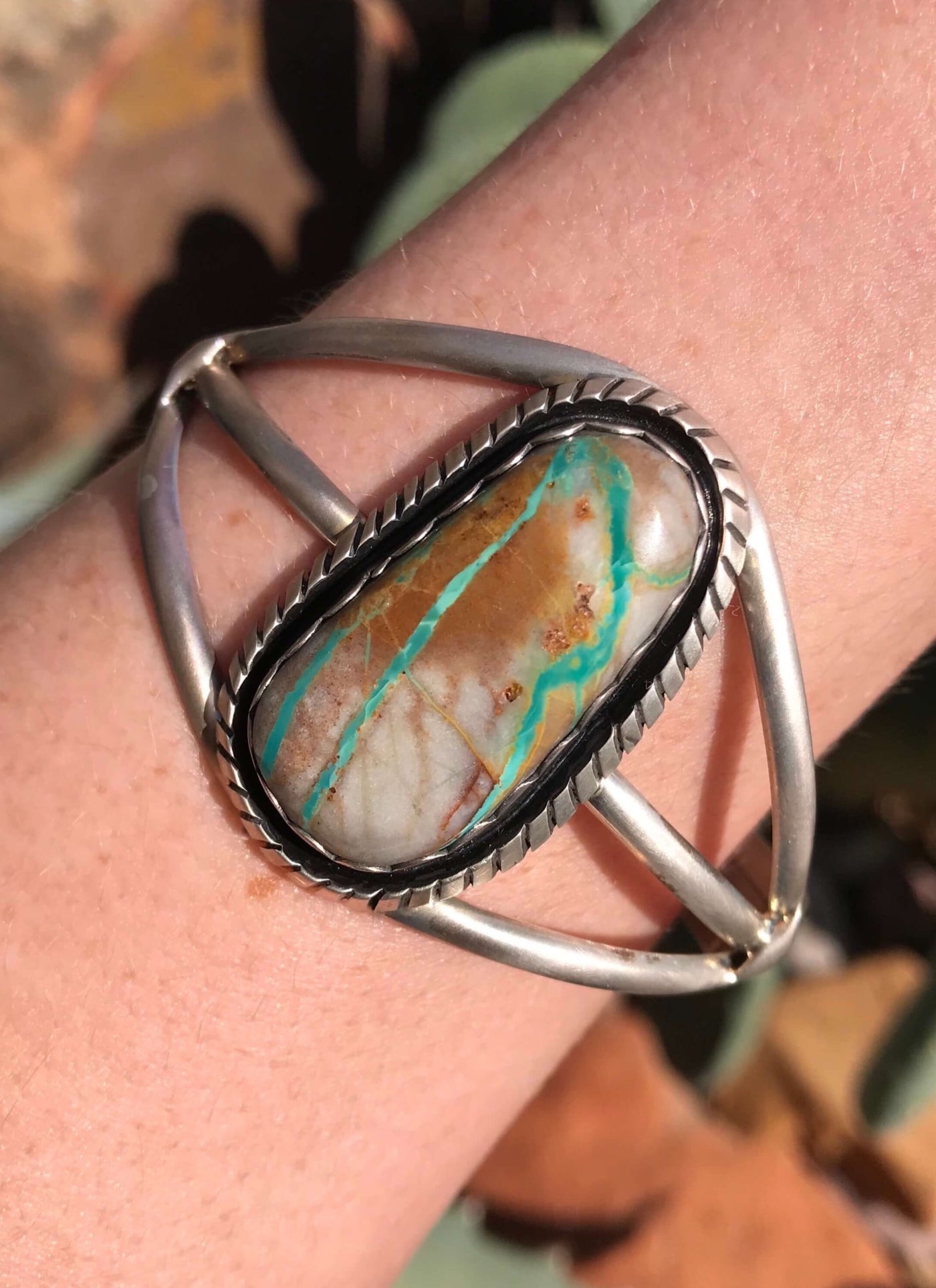 The Twilight Peak Royston Cuff-Bracelets & Cuffs-Calli Co., Turquoise and Silver Jewelry, Native American Handmade, Zuni Tribe, Navajo Tribe, Brock Texas