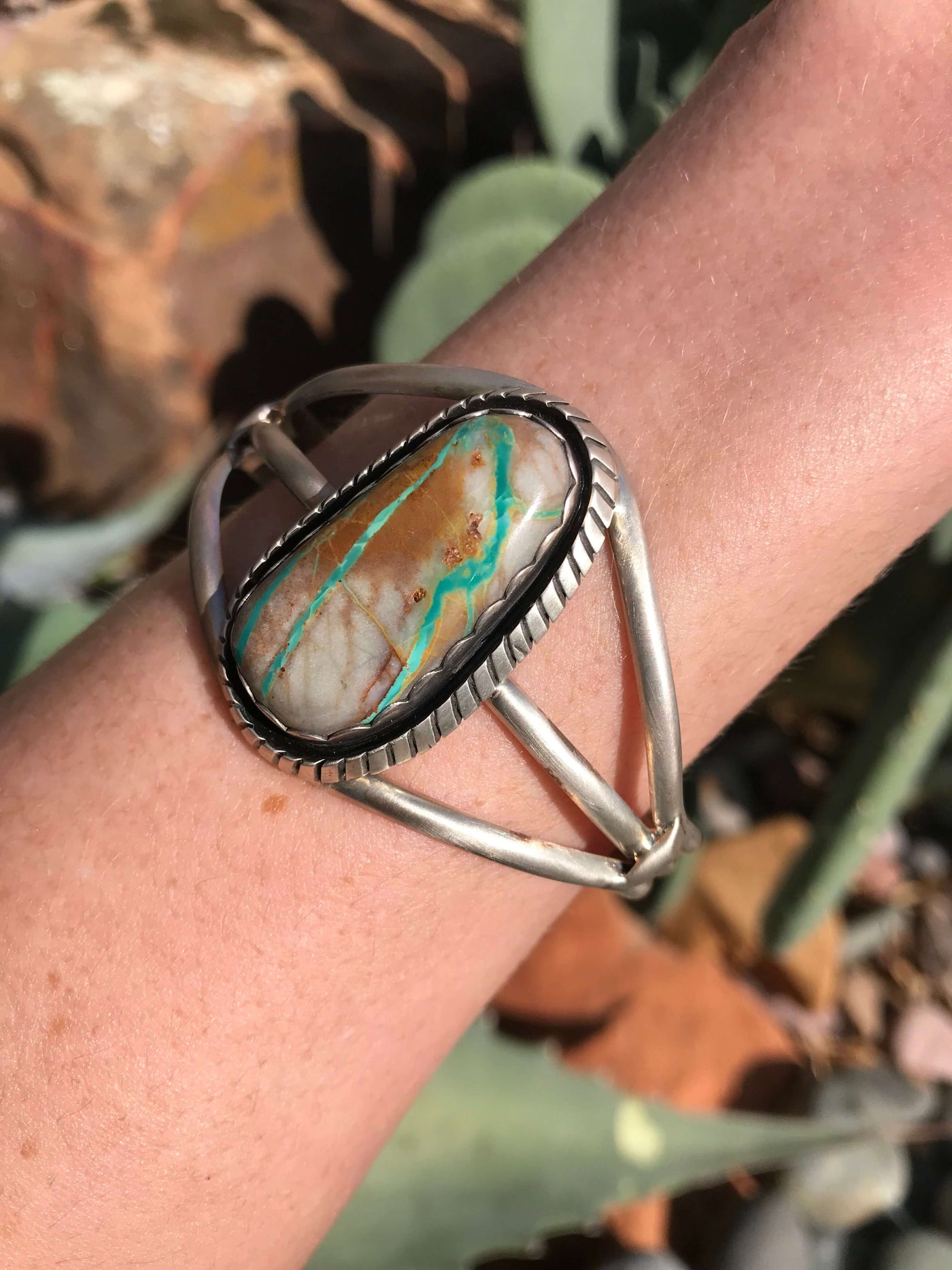 The Twilight Peak Royston Cuff-Bracelets & Cuffs-Calli Co., Turquoise and Silver Jewelry, Native American Handmade, Zuni Tribe, Navajo Tribe, Brock Texas