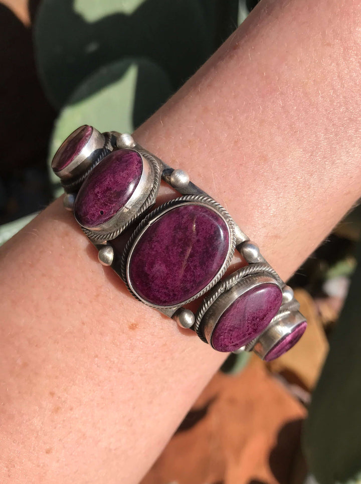 The Mercer Purple Spiny Cuff-Bracelets & Cuffs-Calli Co., Turquoise and Silver Jewelry, Native American Handmade, Zuni Tribe, Navajo Tribe, Brock Texas