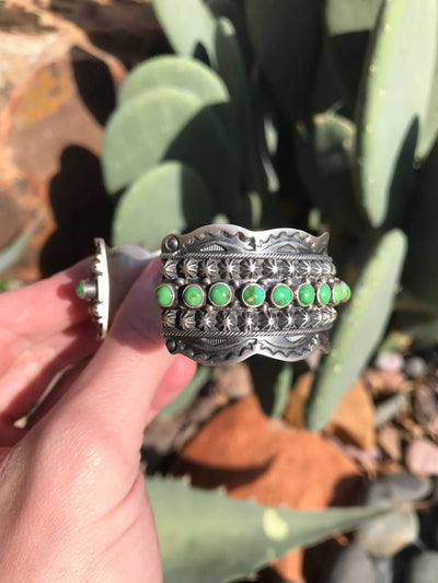 The 31 Stone Sonoran Gold Cuff-Bracelets & Cuffs-Calli Co., Turquoise and Silver Jewelry, Native American Handmade, Zuni Tribe, Navajo Tribe, Brock Texas