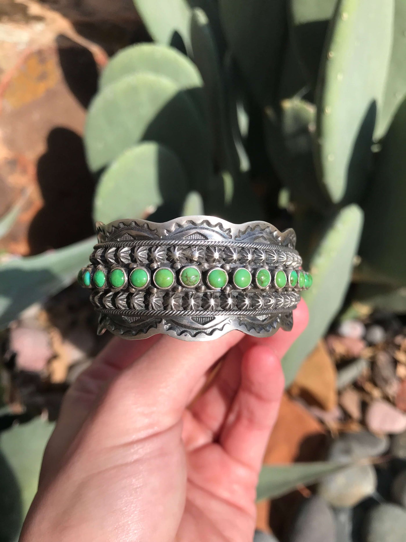 The 31 Stone Sonoran Gold Cuff-Bracelets & Cuffs-Calli Co., Turquoise and Silver Jewelry, Native American Handmade, Zuni Tribe, Navajo Tribe, Brock Texas