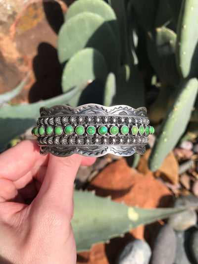 The 31 Stone Sonoran Gold Cuff-Bracelets & Cuffs-Calli Co., Turquoise and Silver Jewelry, Native American Handmade, Zuni Tribe, Navajo Tribe, Brock Texas