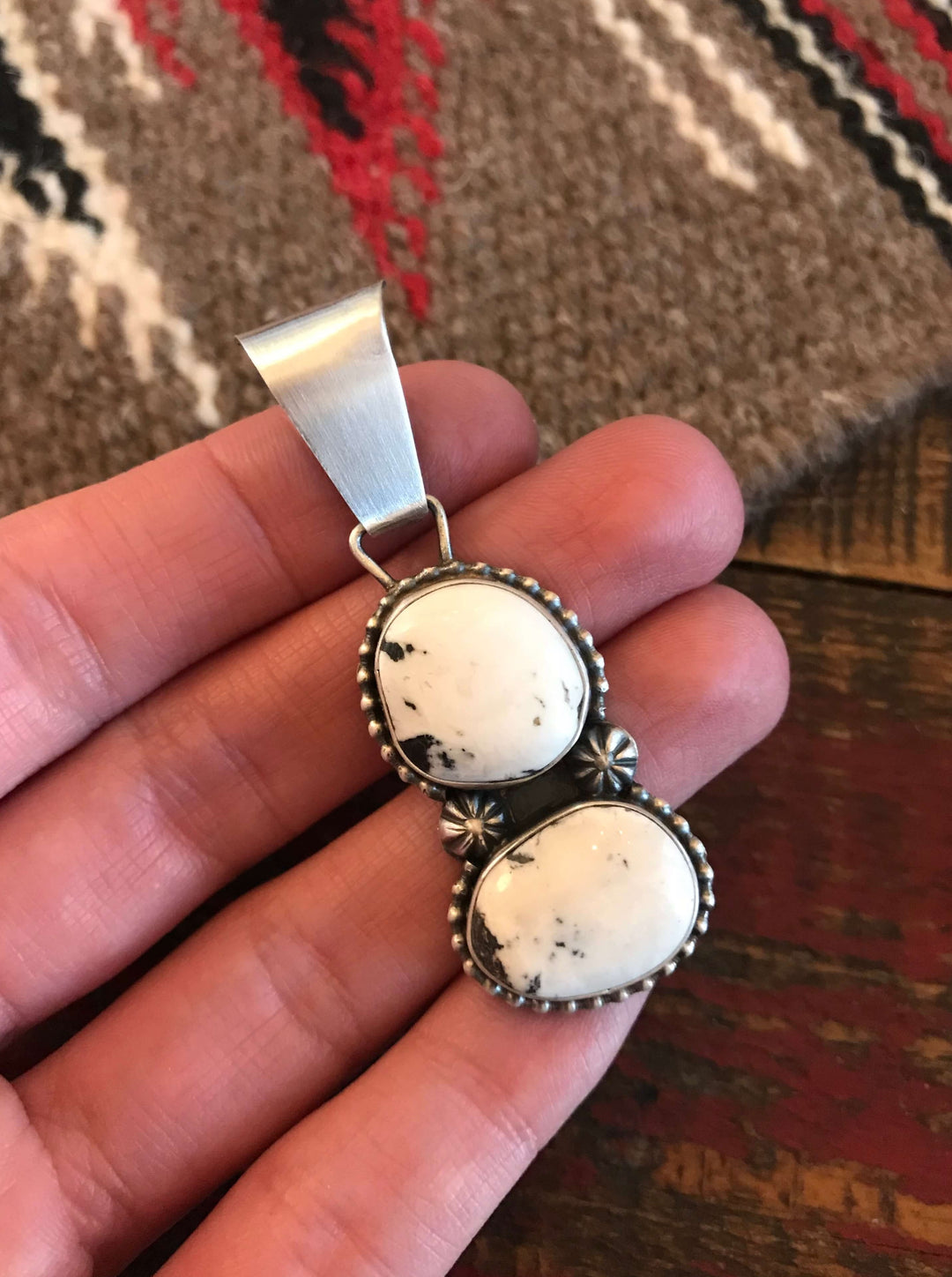 The Forestvale White Buffalo Pendant, 4-Pendants-Calli Co., Turquoise and Silver Jewelry, Native American Handmade, Zuni Tribe, Navajo Tribe, Brock Texas
