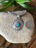 The Fawn Turquoise Concho Pendant-Pendants-Calli Co., Turquoise and Silver Jewelry, Native American Handmade, Zuni Tribe, Navajo Tribe, Brock Texas