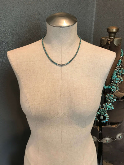 The Huntly Necklace in Blue, 18"-Necklaces-Calli Co., Turquoise and Silver Jewelry, Native American Handmade, Zuni Tribe, Navajo Tribe, Brock Texas